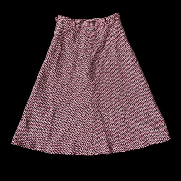 Vintage Skirt Wool Blend Size 10 Red Navy Blue Evan Picone USA 1970s Union Made - Picture 3 of 9